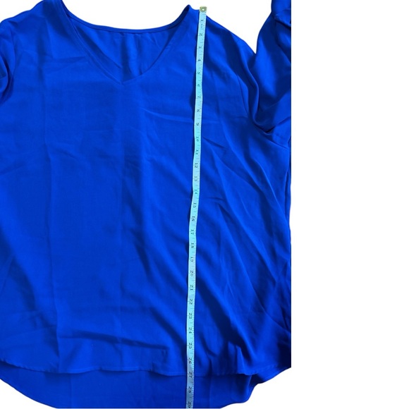 Qirno Chiffon Blouses for Women Ruffle 3/4 Sleeve Dressy V Neck Casual in blue - Picture 9 of 11